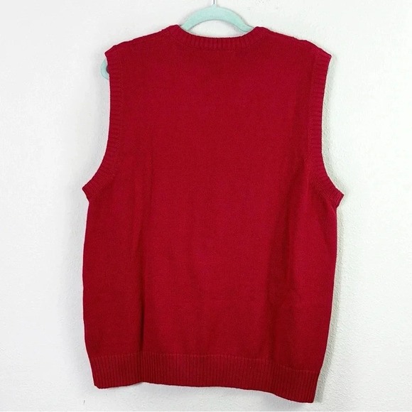 U.S. Polo Assn. Red 100% Cotton V-Neck Cable Knit Sweater Vest Size M - Picture 2 of 8